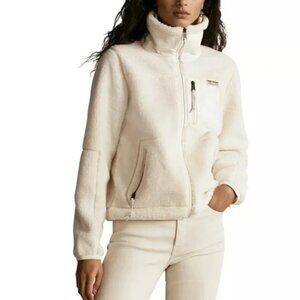 polo ralph lauren sherpa leather trim sheep jacket